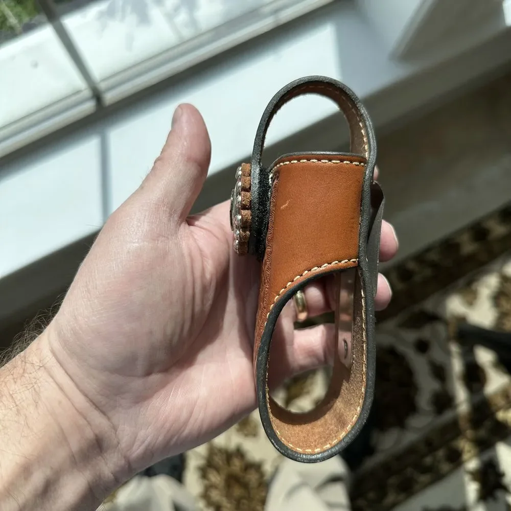 Cowperson Tack Belt Clip Case 5.5x2 Inch Phone‎ Leather Christian Cross Concho